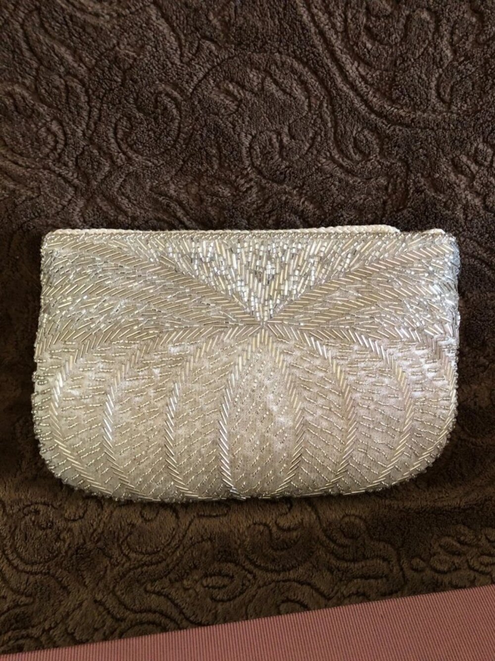 VNTG -Gallery Originals Evening purse Hand-beaded White Braid Strap 19.5 Inches - Picture 13 of 16